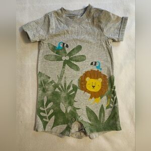 3/$15 Gray Baby Romper with Jungle Print